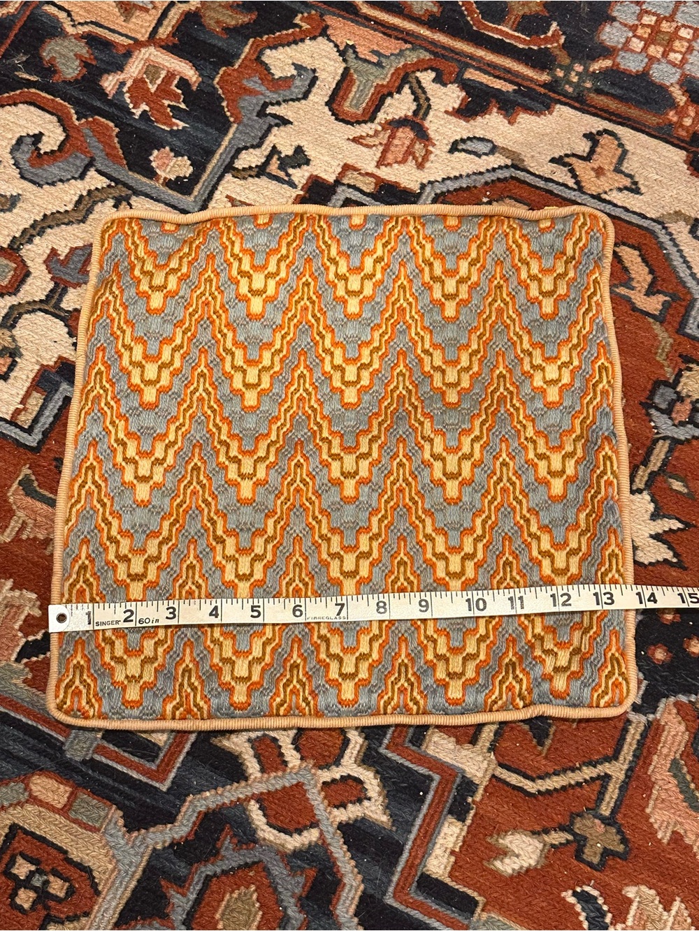 Vintage 70s needlepoint throw pillow